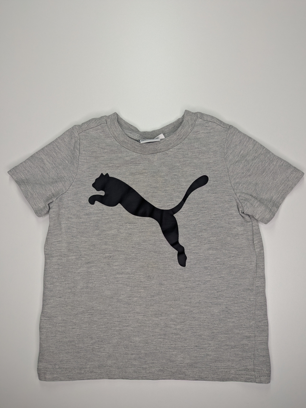 Puma Light Gray Tee with Black Jumping Cat Logo